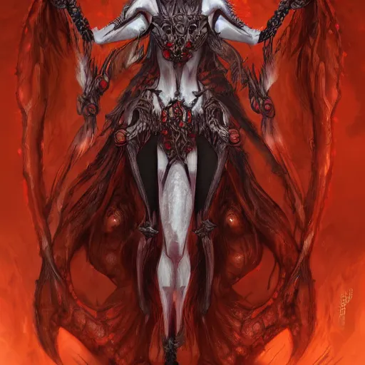 Prompt: queen of hell, highly detailed, full body, digital painting, concept art, zeronis, smooth, sharp focus, illustration