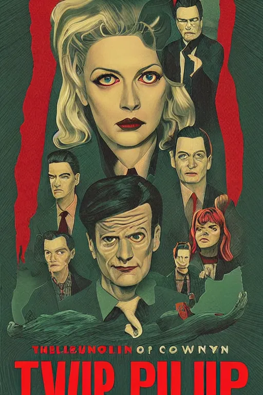 Prompt: Pulp book cover of Twin Peaks artwork by GigiCave
