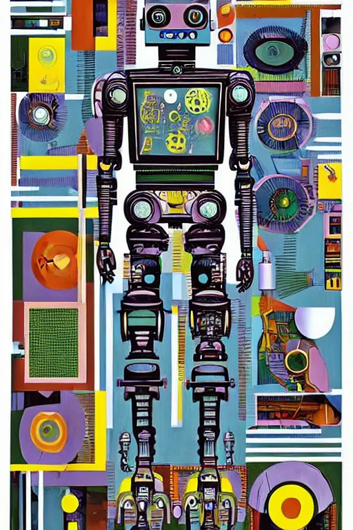 Image similar to a diagram of a robot body with various parts, cyberpunk art by eduardo paolozzi, behance contest winner, computer art, greeble, steampunk, poster art, james turrell, robert rauschenberg, andy warhol, pop art, czechoslovakia, surrealism, milton glaser, graphic design