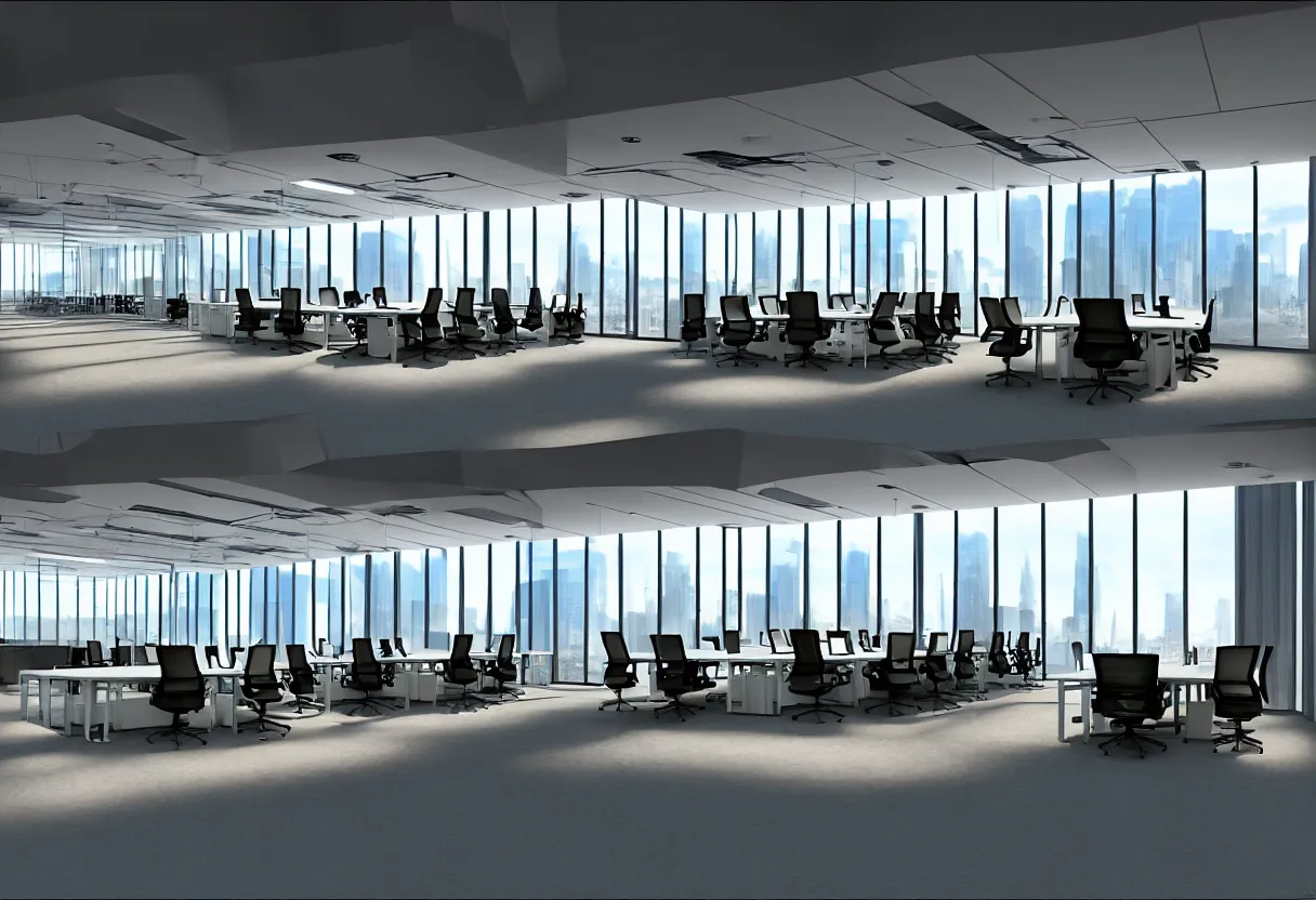 Image similar to inside of modern luxury corporate office of human mind and imagination, matte painting, beautiful render, octane render, concept art