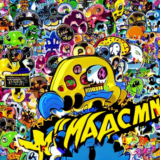 Prompt: Pac Man Ghosts by masamune shirow, sticker, vivid, concept art, very detailed, matte, cinematic, CGSociety