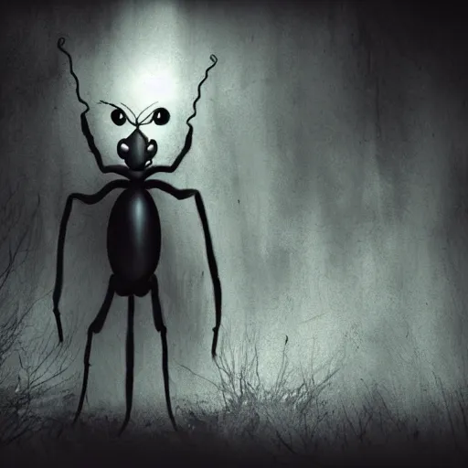 Prompt: ant in scary nightmare atmosphere, horror realsitic