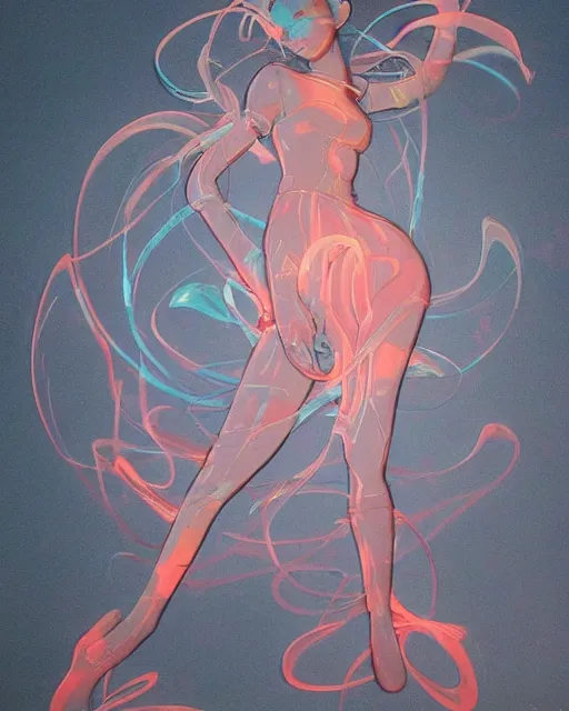 Image similar to james jean isolated avant garde vinyl figure high school girl, figure photography, dynamic pose, holographic undertones, glitter accents on figure, anime stylized, accurate fictional proportions, high delicate defined details, ethereal lighting