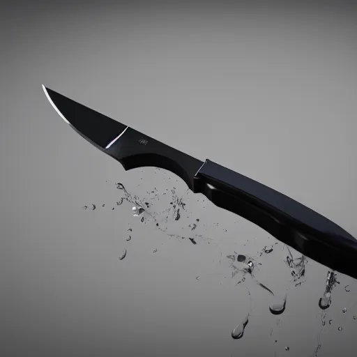 Prompt: knife made out of water splashes, concept art, render, octane render, 3 d, unreal engine, raytracing