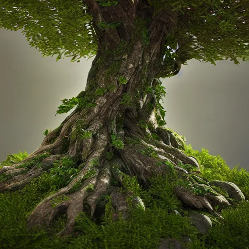 Image similar to godess of trees, octane render, 4 k, intricate, detailed