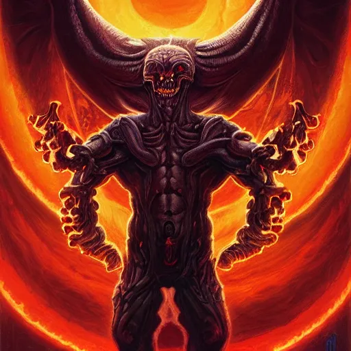 Image similar to doom elden ring demonic hell portrait of satan, Pixar style, by Tristan Eaton Stanley Artgerm and Tom Bagshaw.