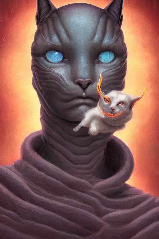 Image similar to portrait of an elegant alien cat man king, straight on portrait, by artgerm, tom bagshaw, gerald brom, vaporwave colors, lo - fi colors, vaporwave, lo - fi, moody vibe, goth vibe, full body,
