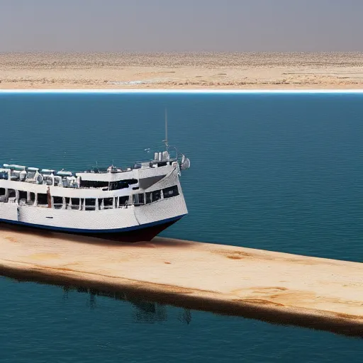 Image similar to the most expansive boat in the world docking by the beaches of gaza, 8 k resolution, midday