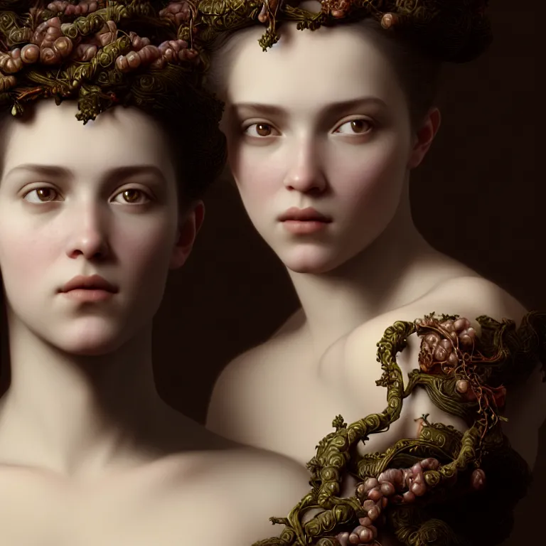 Prompt: princess of vines with a clear skin by roberto ferri, ornate 8 k gorgeous intricate detailed octane render