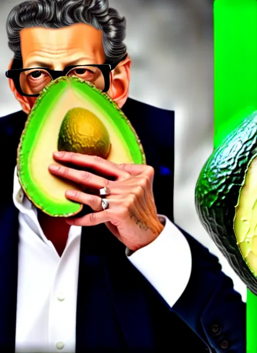 Image similar to jeff goldblum is inside an avocado