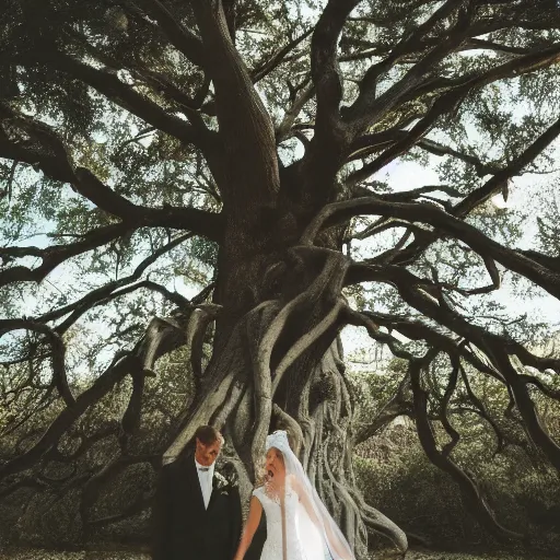 Prompt: wedding of a tree and a flame