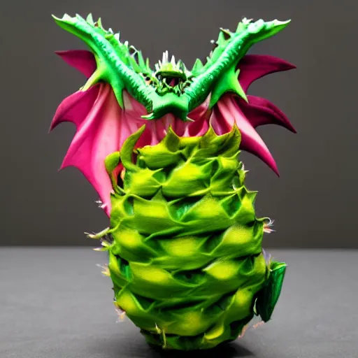 Prompt: dragon made of dragonfruit