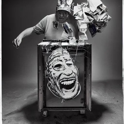 Image similar to a photograph of trashman , by Jon Rafman, by Richard Kalvar