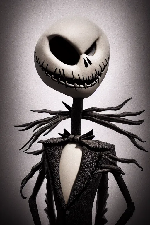 a portrait of jack skellington, nightmare before