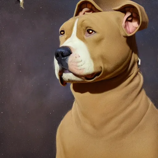 Prompt: furry art of a female pitbull dogman in a jumper suit, full body, titian, sam spratt, maxfield parrish, gustav klimt, tom bagshaw, mark ryden, alphonse mucha, rembrandt, 4 k, 8 k, high details, sharp, dramatic lighting, disney, pixar, dreamworks