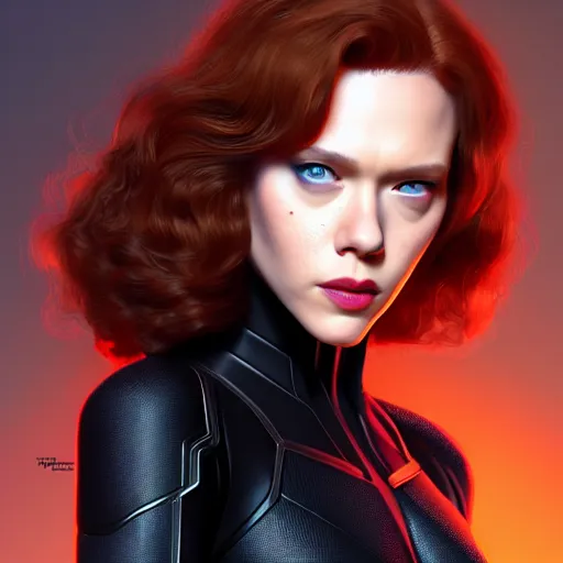 Image similar to Tom Hanks as black widow, au naturel, hyper detailed, digital art, trending in artstation, cinematic lighting, studio quality, smooth render, unreal engine 5 rendered, octane rendered, art style by klimt and nixeu and ian sprigger and wlop and krenz cushart