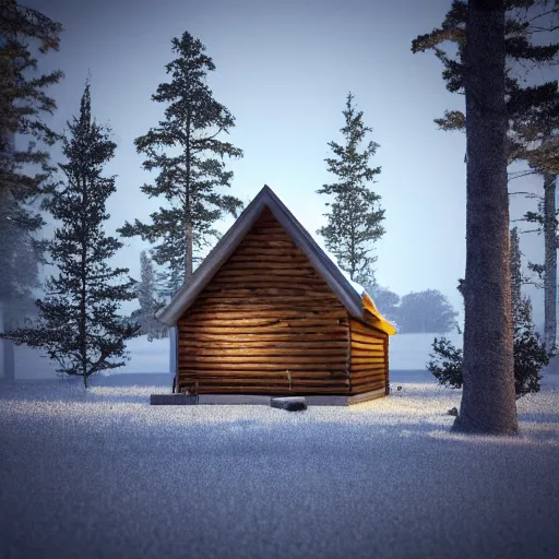 Image similar to a cabin in the woods, octane render