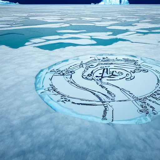 Image similar to Antarctica origin mythos inscribed on ice, cinematic, establishing shot, extremely high detail, photorealistic, cinematic lighting, intricate line drawings, 8k resolution
