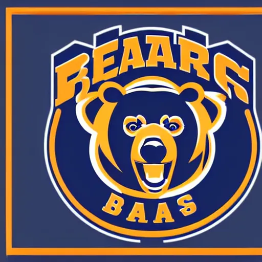 Image similar to A logo for the Bears sports team with a bear mascot grasping a Rugby Union football, vectorised, graphic design, NFL, NBA