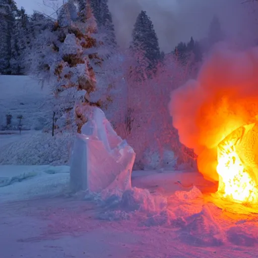 Image similar to photo of a burning ice sculpture