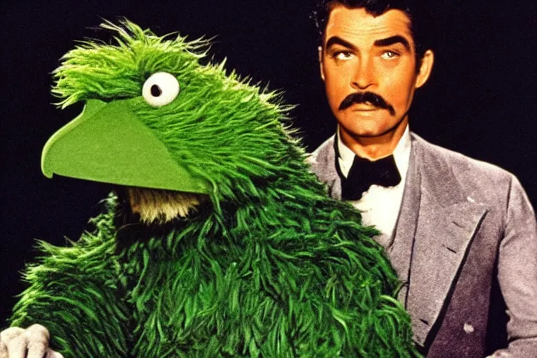 Image similar to “ a film still of oscar the grouch in his award winning role as rhett butler in gone with the wind ( 1 9 3 9 ) ”