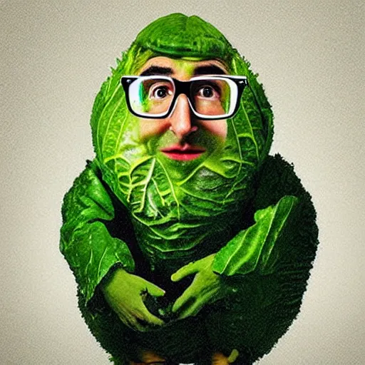 Image similar to john oliver as cabbage, cubism