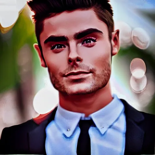 Image similar to “a realistic detailed photo of a guy who is an attractive humanoid who is half robot and half humanoid, who is a male android, Zac Efron, shiny skin”