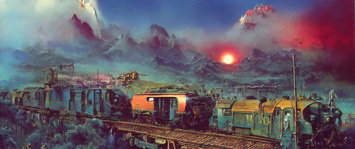 Prompt: 🚊 🌈 🎍 🎟 💥 😰, Bruce Pennington