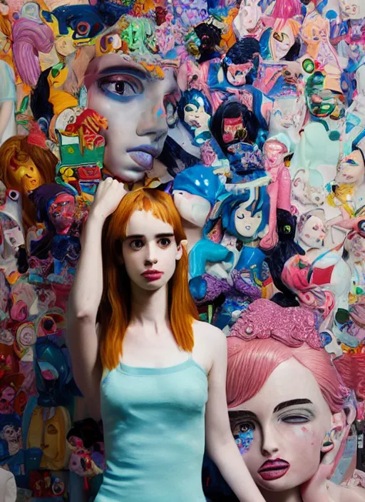 Image similar to studio photograph of a contemporary ceramic sculpture of a modular quirky emma roberts krysten ritter by hikari shimoda and jack gaughan