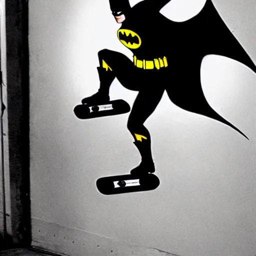 Prompt: Batman skateboarding