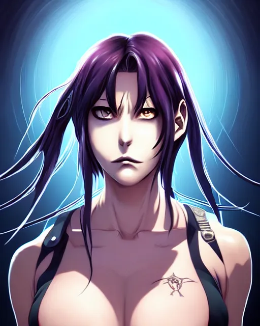 Image similar to a portrait of revy from black lagoon manga, symmetrical eyes, symmetrical face, art by lois van baarle and loish and ross tran and rossdraws and sam yang and samdoesarts and artgerm, digital art, highly detailed, intricate, sharp focus, trending on artstation hq, deviantart, unreal engine 5, 4 k uhd image