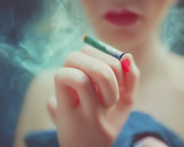 Image similar to a lomographic photo of woman hand with cigarette