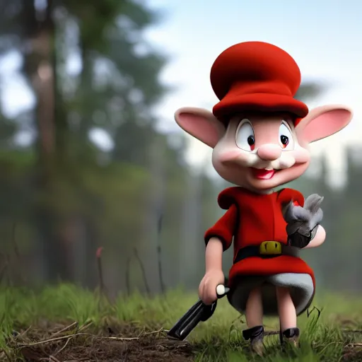 Prompt: hyper realistic Elmer Fudd hunting bugs bunny, award winning, trending on artstation, octane, 8k