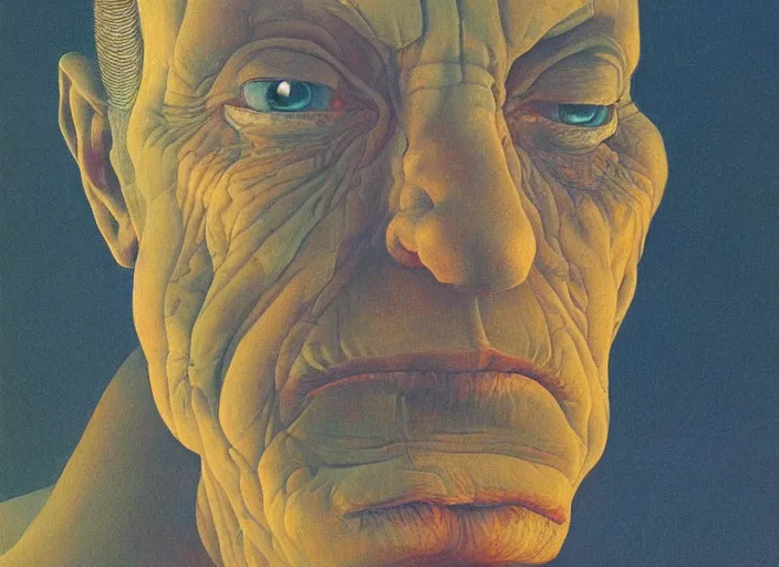 Image similar to portrait painting of closeup meditation, science fiction, Edward Hopper and James Gilleard, Zdzislaw Beksinski, highly detailed