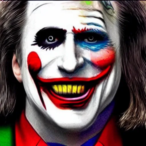 Prompt: long haired nicolas cage as joker