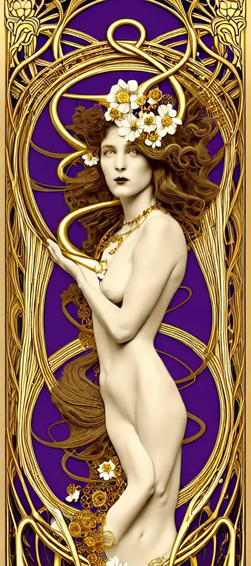 Prompt: the source of future growth dramatic, elaborate emotive Art Nouveau styles to emphasise beauty as a transcendental, seamless pattern, symmetrical, large motifs, hyper realistic, 8k image, 3D, supersharp, Art nouveau 3D curves and swirls, Glass and Gold pipes, colorful flower bouquets silk ribbons and gold chains, swarovski crystals, iridescent and black and shiny gold colors , perfect symmetry, iridescent, High Definition, sci-fi, Octane render in Maya and Houdini, light, shadows, reflections, photorealistic, masterpiece, smooth gradients, no blur, sharp focus, photorealistic, insanely detailed and intricate, cinematic lighting, Octane render, epic scene, 8K