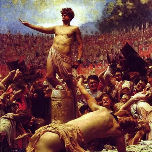 Image similar to the triumph of augustus, by ilya repin, oil on canvas, 1 8 8 3