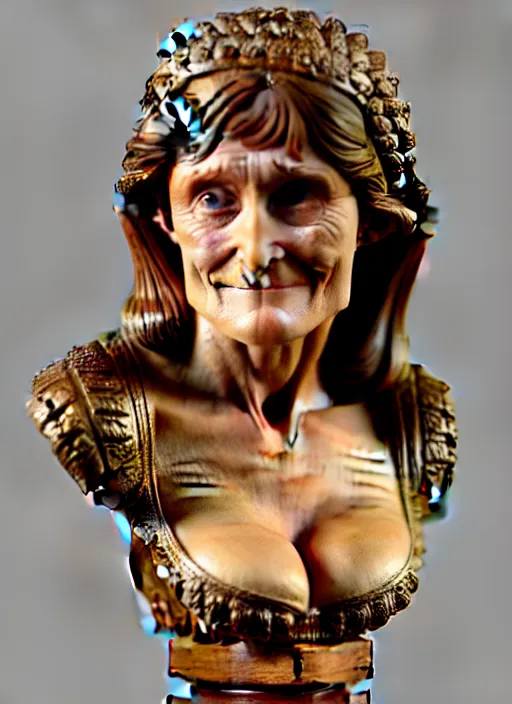 Prompt: high intricate bust of an margot kidder ( 1 9 7 0 ) carved from wood in baroque style, studio light, maria panfilova, andrea savchenko, mike kime, ludovic plouffe, qi sheng luo, oliver cook, trending on artstation