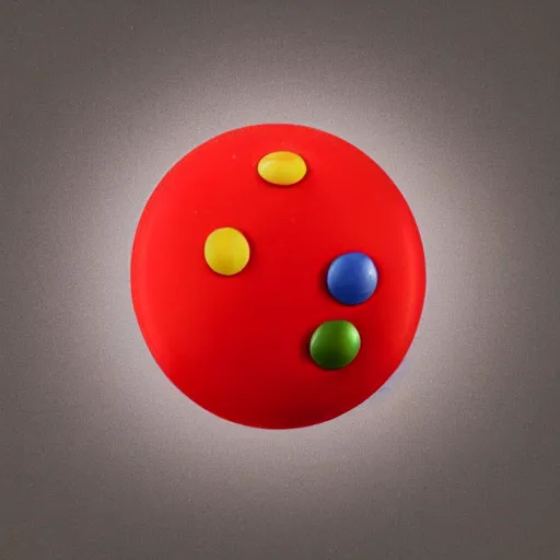 Image similar to a single red m & m candy, a red sphere