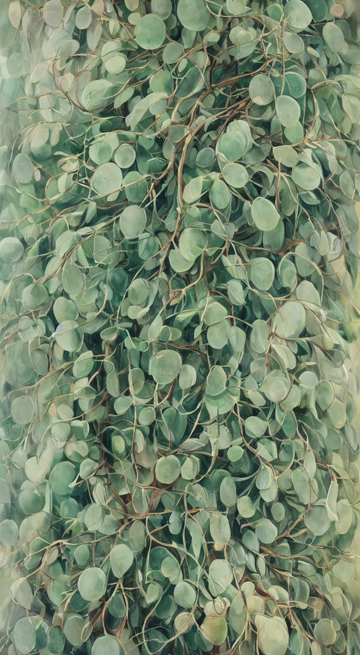 Prompt: a biomorphic ceramic still distilling eucalyptus into green oil, infrastructure, brush stroke, romantic painting