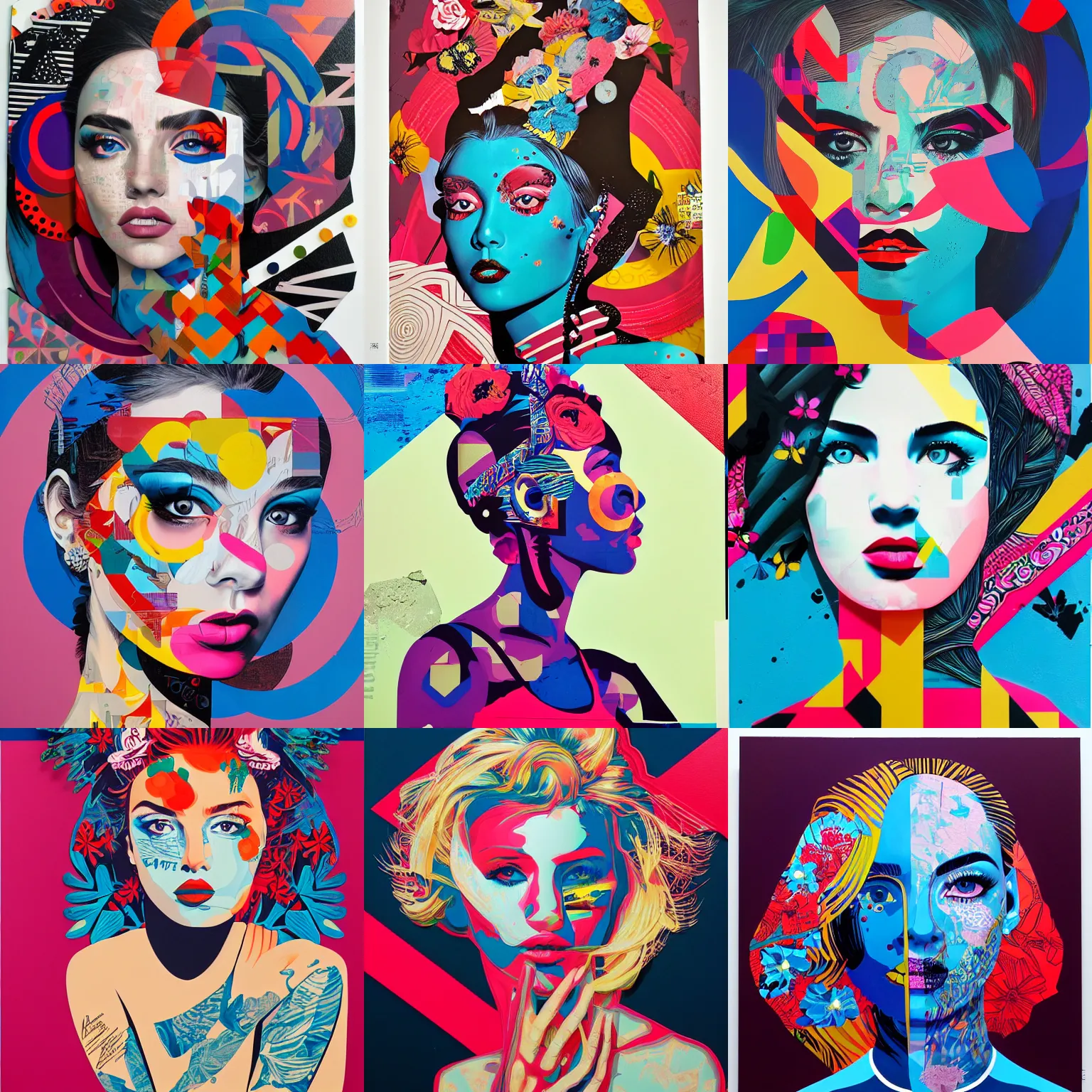 Prompt: Beautiful Girl, by Tristan Eaton, Collage made from Dried Acrylic Paint