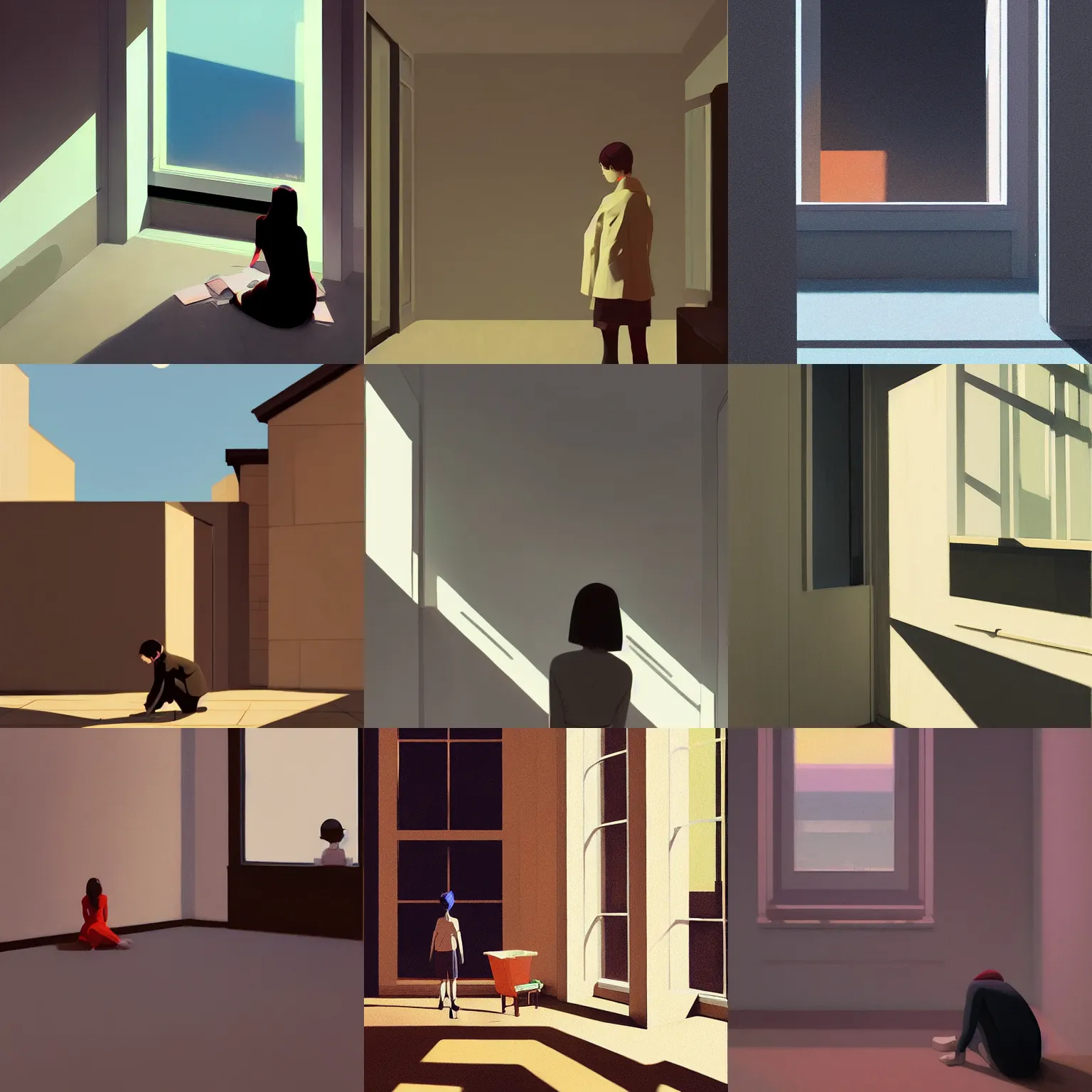 Prompt: emptiness by atey ghailan and edward hopper