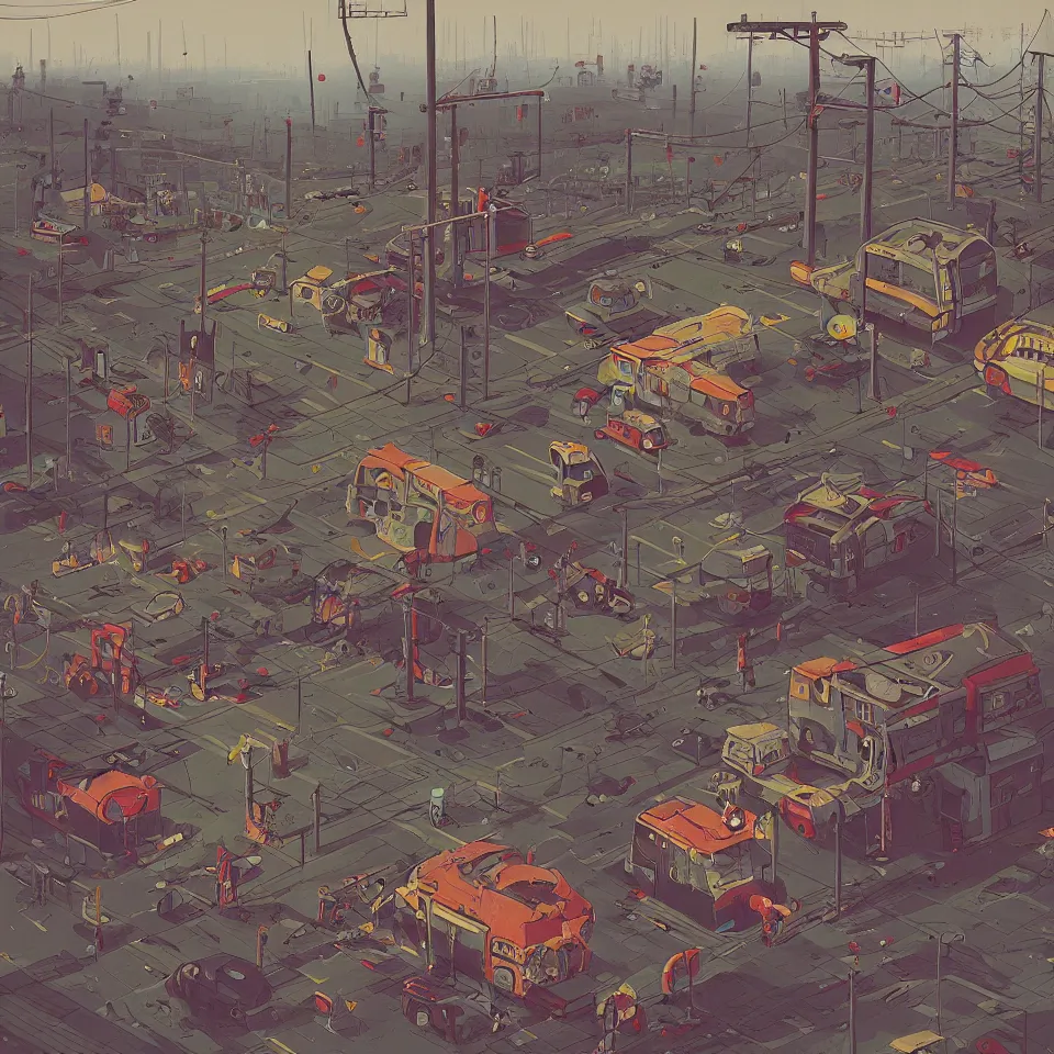 Prompt: drawing in the style by Simon Stalenhag, 2K