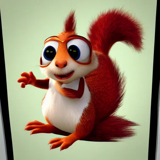 Image similar to pixar character, squirrel