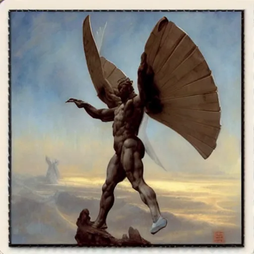 Image similar to defined straight level accurate square wind turbine propeller winged in Hand Crafted from marble by Michelangelo buonarotti. Painting by greg rutkowski Donato Giancola Jeff Simpson stamp acrylic