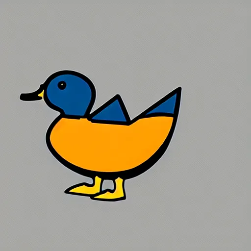 Image similar to a duck, modern, pictorial mark, iconic logo symbol, shades of blue and black