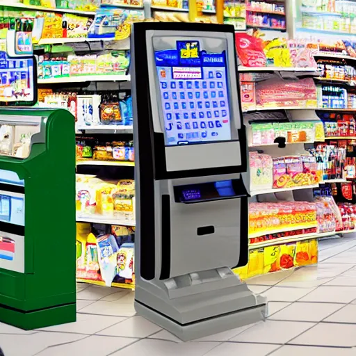 Image similar to impressionism cheapest convenience store robo - cashier