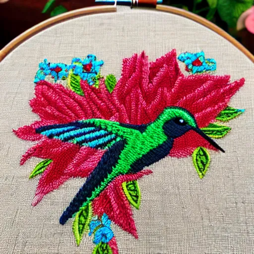 Image similar to hummingbird embroidery,