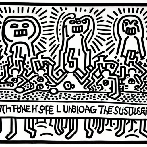 Image similar to The last supper, by Keith Haring