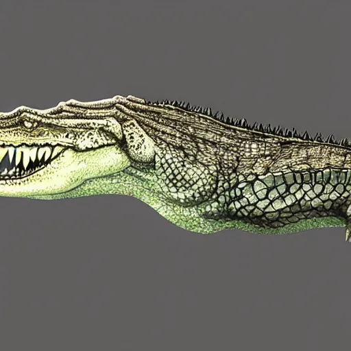 Image similar to Wolfish crocodile concept art